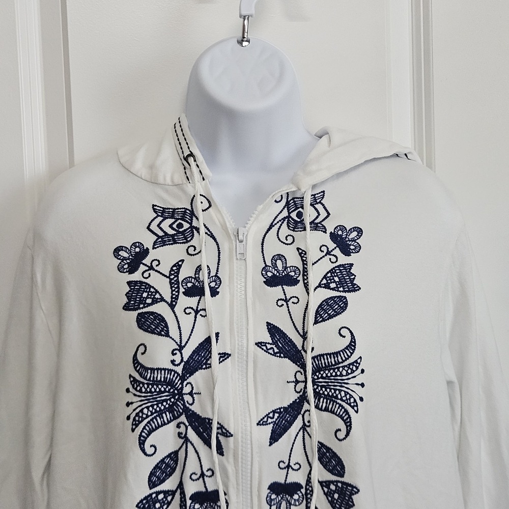 Johnny Was Los Angeles Zip Up Hoodie Embroidered Tunic Large - Picture 3 of 14